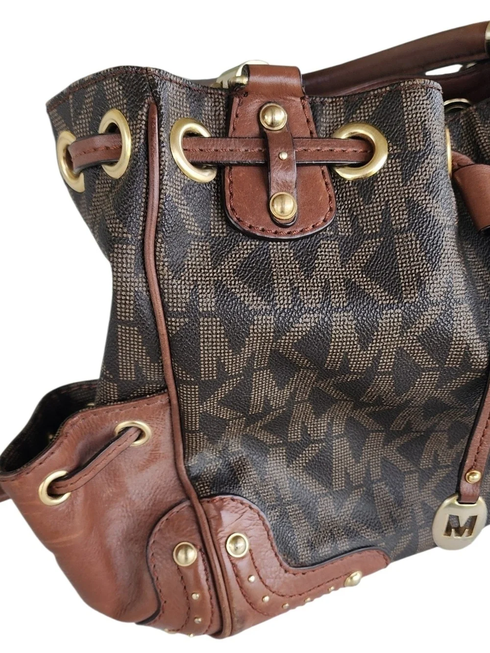 Vintage Michael Kors Brown Logo Drawstring Tote